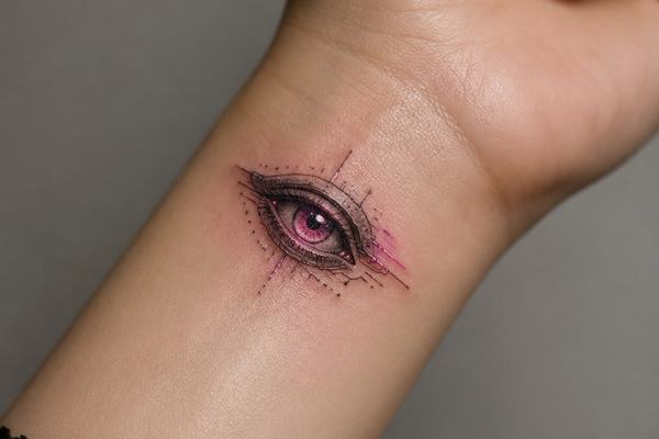 Kleines Cyberpunk-Tattoo am Handgelenk