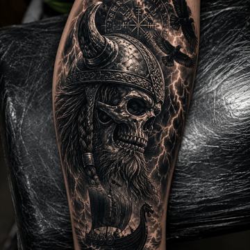 Dunkles Wikinger-Tattoo am Oberarm