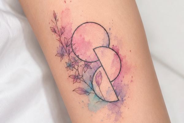 Geometrisch‑florales Organspende‑Fineline‑Tattoo am Unterarm