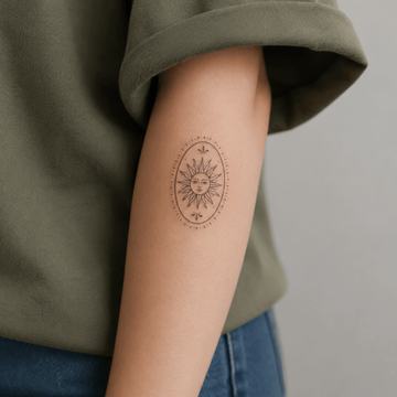 Kleines Sonnen-Tattoo am Unterarm