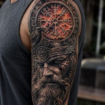 Realistisches Oberarmtattoo im Blackwork-Stil