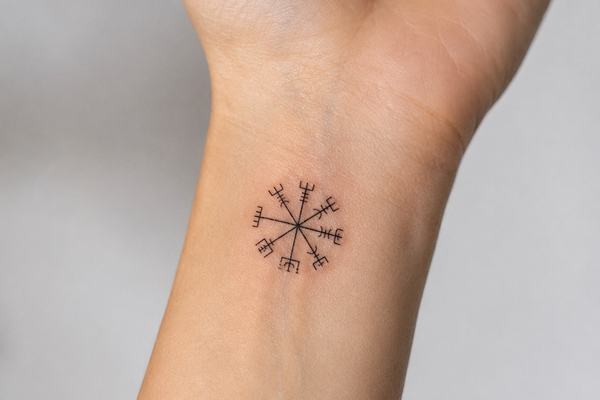 Kleines, minimalistisches Vegvisir-Tattoo 