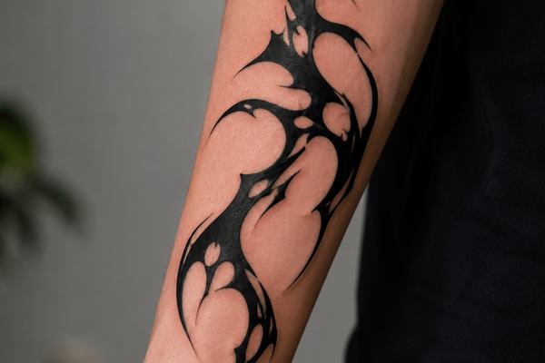 Modernes Tribal Tattoo am Unterarm