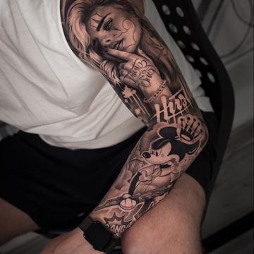 Chicano Sleeve Tattoo mit Porträt