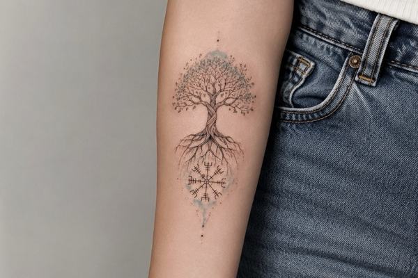 kleines Yggdrasil‑Tattoo