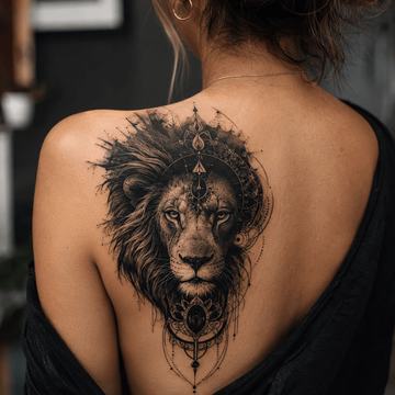 Löwen-Tattoo auf dem Rücken