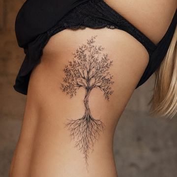 Yggdrasil‑Tattoo in Fineline