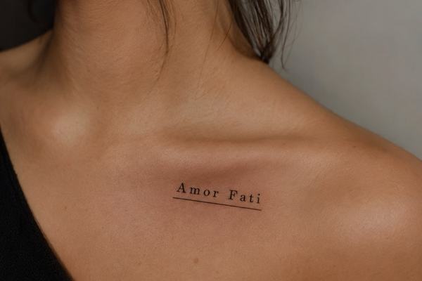 Minimalistisches „Amor Fati“-Tattoo