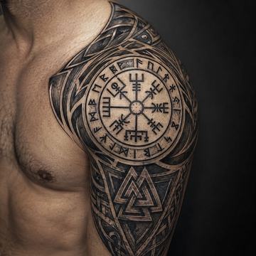 Oberarmtattoo im Blackwork-Stil