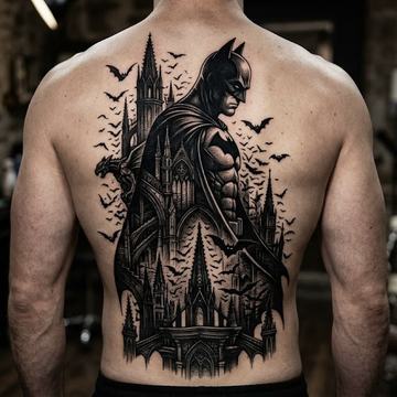 Großes Schwarz‑Grau‑Rückentattoo
