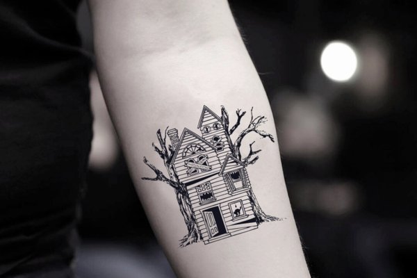 Small-Haunted-House-Illustrative-Temporary-Tattoo-Design-Idea-Inner-Arm.jpg