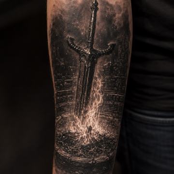 Schwarz-Grau-Realismus-Tattoo am Unterarm