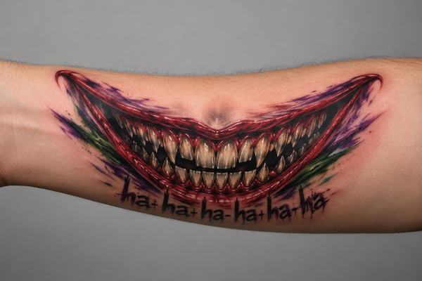 Realistisches Joker-Tattoo auf der Innenseite des Unterarms