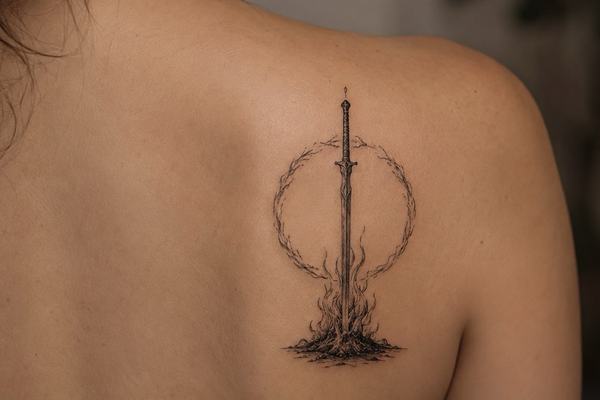 Kleines Dark-Souls-Bonfire-Tattoo