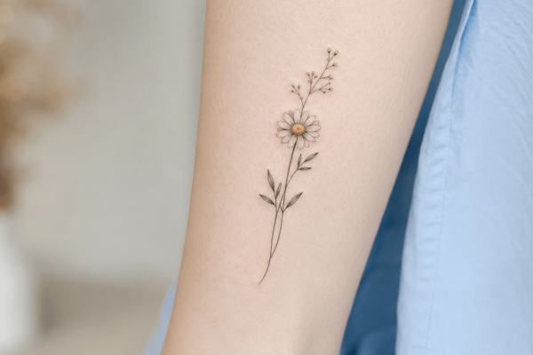 Gänseblümchen-Tattoo am Unterarm