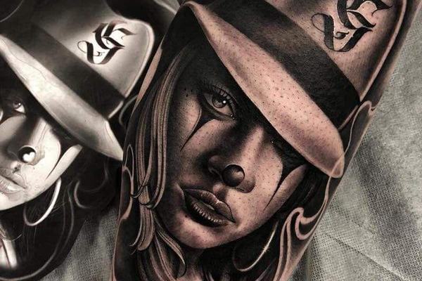 Chicano Tattoo mit zwei Frauen